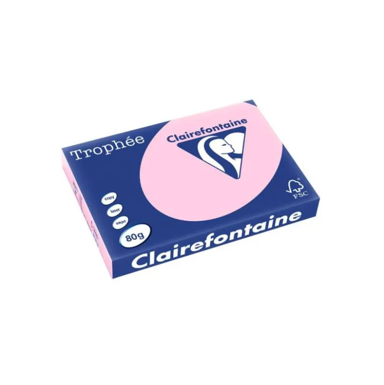PAPEL COLOR TROPHEE A3 80GR ROSA PASTEL PAQUETE DE 500 HOJAS