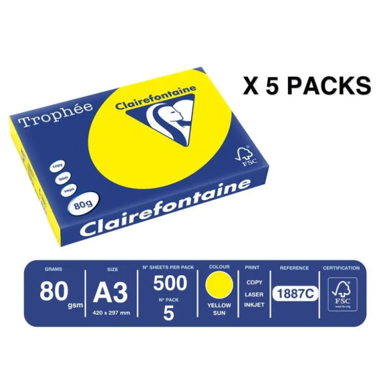 PAPEL COLOR TROPHEE A3 80GR SOL INTENSO PAQUETE DE 500 HOJAS