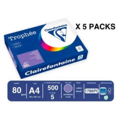 PAPEL COLOR TROPHEE A4 80GR VIOLETA INTENSO PAQUETE DE 500HOJAS