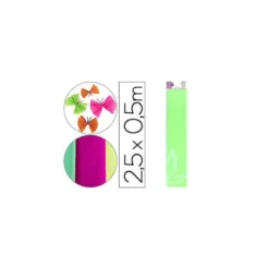 Papel crespon Liderpapel color verde fluorescente rollo 50x25cm 34g/m2