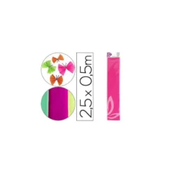 Papel crespon Liderpapel color rosa fluorescente rollo 50x25cm 34g/m2