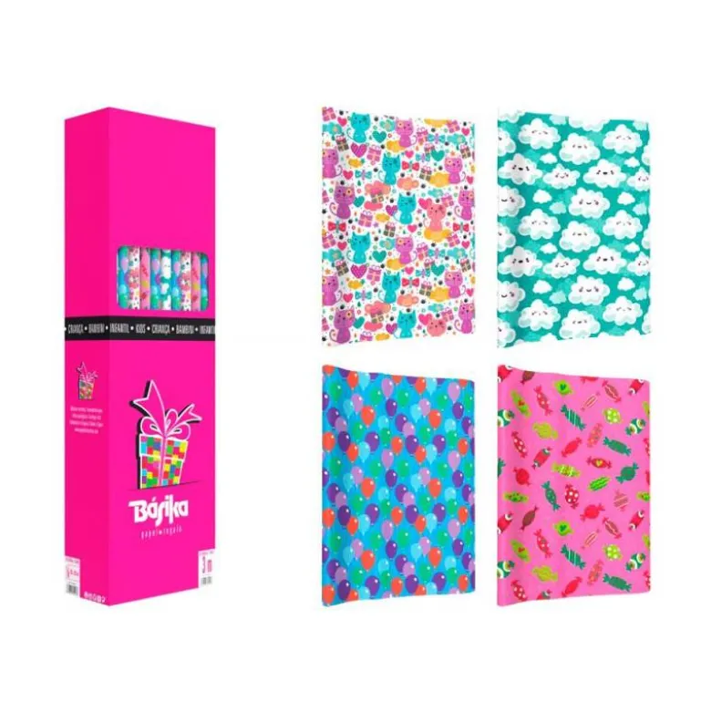 PAPEL DE REGALO BASIKA INFANTIL ROLLO DE 100 X 300 CM MODELOS SURTIDOS