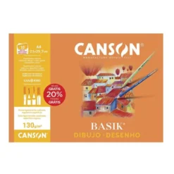 Papel dibujo Canson A4 130 g/m2 Minipack 10 hojas