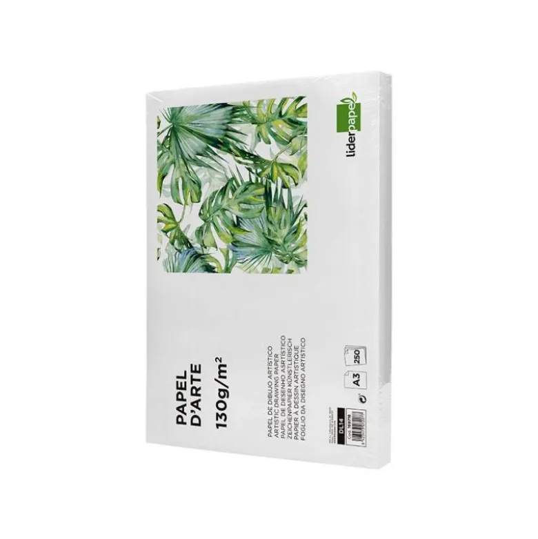PAPEL DIBUJO LIDERPAPEL 297X420 MM 130 GR SIN RECUADRO DIN A3 ENVASE 250 HOJAS