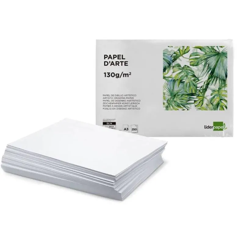 PAPEL DIBUJO LIDERPAPEL 297X420 MM 130 GR SIN RECUADRO DIN A3 ENVASE 250 HOJAS