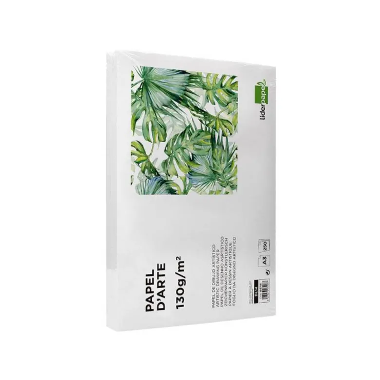 PAPEL DIBUJO LIDERPAPEL 297X420 MM 130 GR SIN RECUADRO DIN A3 ENVASE 250 HOJAS