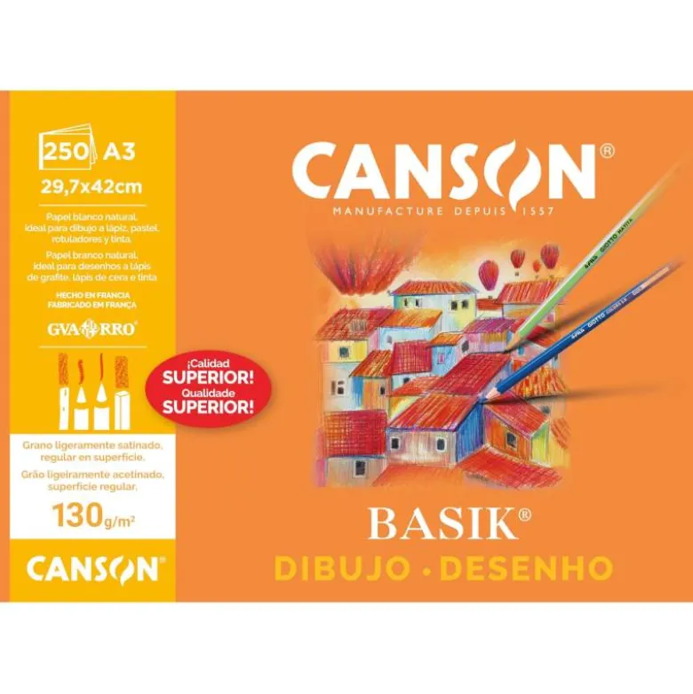 Papel dibujo marca Canson lamina lisa 297x420 mm 130 g/m2