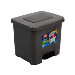PAPELERA CONTENEDOR PLASTICFORTE PLASTICO CON PEDAL 2 COMPARTIMENTOS 35 LITROS GRIS OSCURO