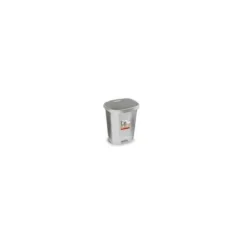 PAPELERA CONTENEDOR PLASTICFORTE PLASTICO CON TAPADERA Y PEDAL 18 LITROS COLOR PLATA 330X280X405 MM