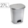PAPELERA CONTENEDOR PLASTICFORTE PLASTICO CON TAPADERA Y PEDAL 27 LITROS COLOR PLATA 380X320X450 MM