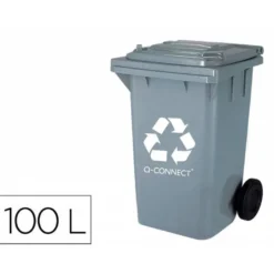Papelera contenedor Q-Connect plastico de 100 L gris