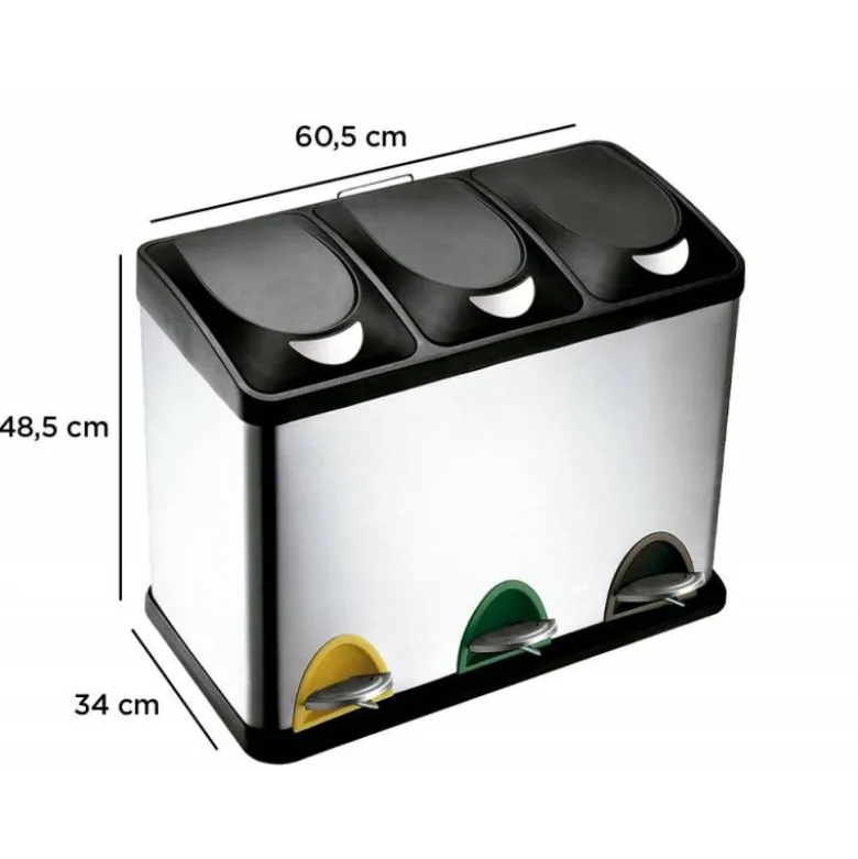 Papelera contenedor Q-connect de 45 L 3 depositos
