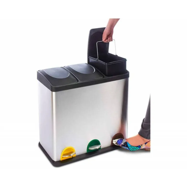 Papelera contenedor Q-connect de 45 L 3 depositos