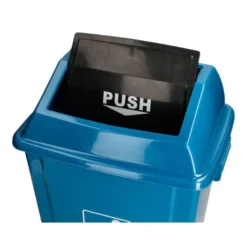 PAPELERA CONTENEDOR Q-CONNECT PLASTICO CON TAPA DE BALANCIN 20 LITROS 340X240X450 MM AZUL