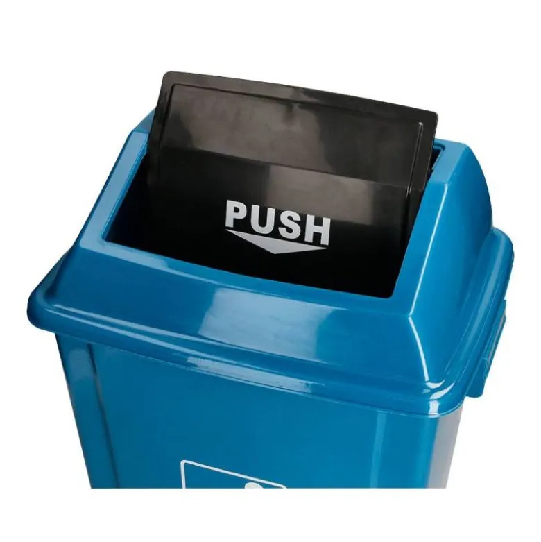 PAPELERA CONTENEDOR Q-CONNECT PLASTICO CON TAPA DE BALANCIN 20 LITROS 340X240X450 MM AZUL