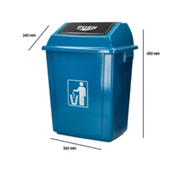 PAPELERA CONTENEDOR Q-CONNECT PLASTICO CON TAPA DE BALANCIN 20 LITROS 340X240X450 MM AZUL