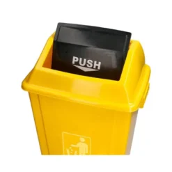 PAPELERA CONTENEDOR Q-CONNECT PLASTICO CON TAPA DE BALANCIN 58 LITROS 470X330X760 MM AMARILLO