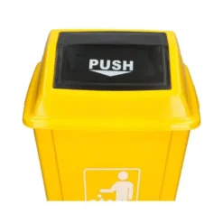 PAPELERA CONTENEDOR Q-CONNECT PLASTICO CON TAPA DE BALANCIN 58 LITROS 470X330X760 MM AMARILLO