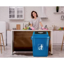 PAPELERA CONTENEDOR Q-CONNECT PLASTICO CON TAPA DE BALANCIN 58 LITROS 470X330X760 MM AZUL