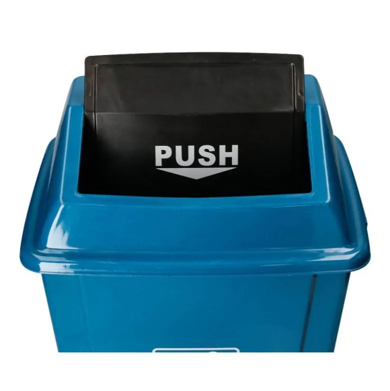 PAPELERA CONTENEDOR Q-CONNECT PLASTICO CON TAPA DE BALANCIN 58 LITROS 470X330X760 MM AZUL