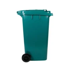 PAPELERA CONTENEDOR Q-CONNECT PLASTICO CON TAPADERA Y RUEDAS 240 LITROS 1040X620X610 MM VERDE