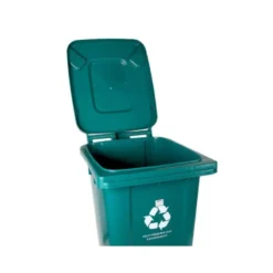PAPELERA CONTENEDOR Q-CONNECT PLASTICO CON TAPADERA Y RUEDAS 240 LITROS 1040X620X610 MM VERDE