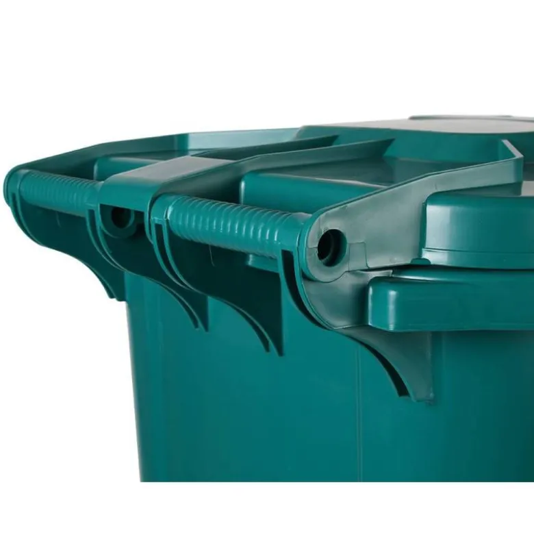 PAPELERA CONTENEDOR Q-CONNECT PLASTICO CON TAPADERA Y RUEDAS 240 LITROS 1040X620X610 MM VERDE
