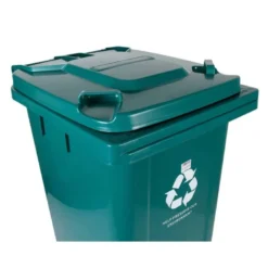 PAPELERA CONTENEDOR Q-CONNECT PLASTICO CON TAPADERA Y RUEDAS 240 LITROS 1040X620X610 MM VERDE