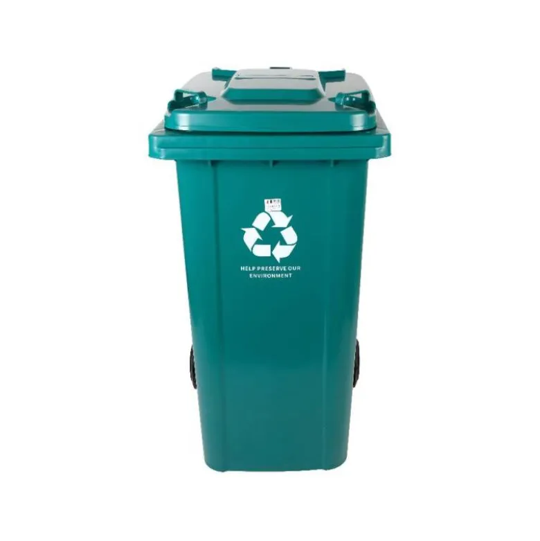 PAPELERA CONTENEDOR Q-CONNECT PLASTICO CON TAPADERA Y RUEDAS 240 LITROS 1040X620X610 MM VERDE