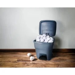 PAPELERA CONTENEDOR Q-CONNECT PLASTICO CON TAPA Y PEDAL 30 LITROS GRIS 395X395X420 MM