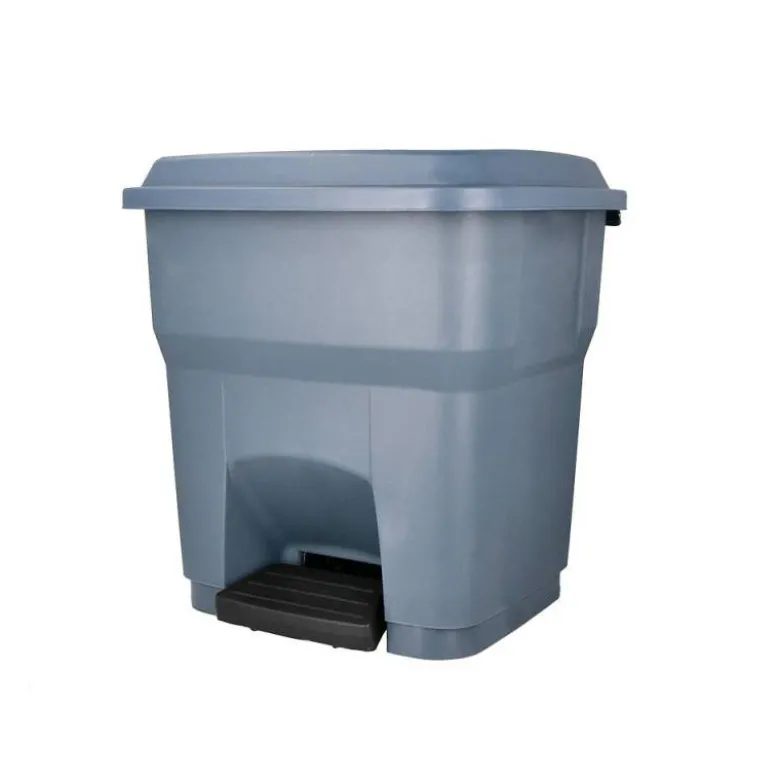 PAPELERA CONTENEDOR Q-CONNECT PLASTICO CON TAPA Y PEDAL 30 LITROS GRIS 395X395X420 MM