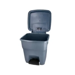 PAPELERA CONTENEDOR Q-CONNECT PLASTICO CON TAPA Y PEDAL 30 LITROS GRIS 395X395X420 MM