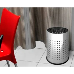Papelera metalica cromada de 12 L