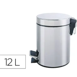 PAPELERA METALICA Q-CONNECT CON PEDAL CROMADA 25X38CM CAPACIDAD 12 LITROS