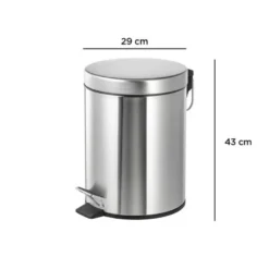 PAPELERA METALICA Q-CONNECT CON PEDAL CROMADA 43X29CM CAPACIDAD 20 LITROS