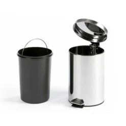 PAPELERA METALICA Q-CONNECT CON PEDAL CROMADA 43X29CM CAPACIDAD 20 LITROS