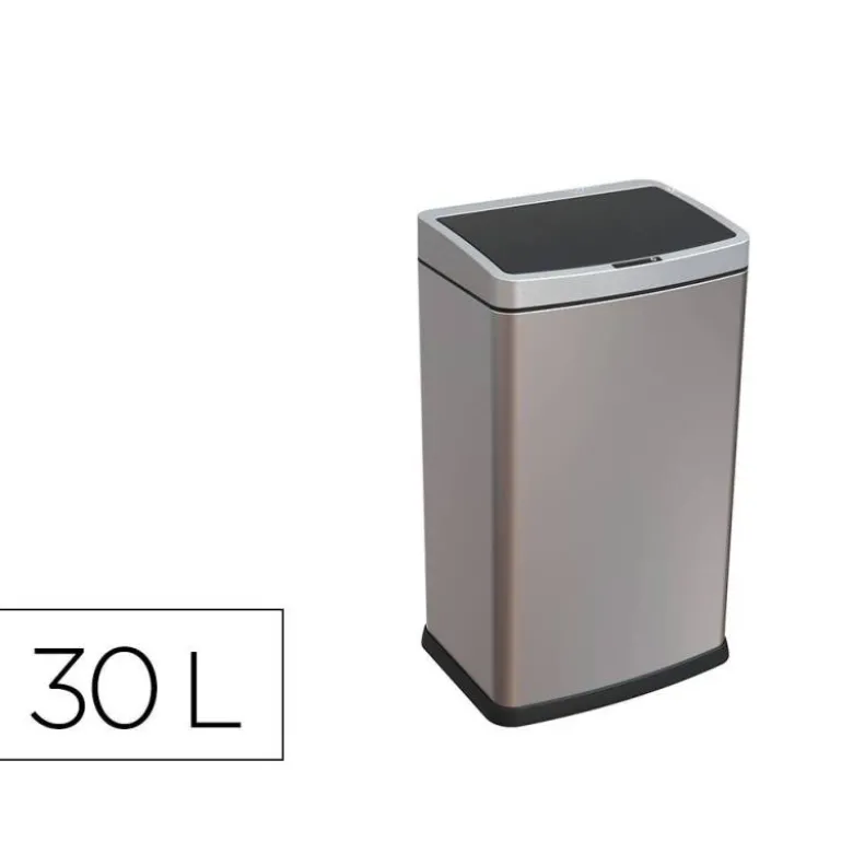 PAPELERA METALICA Q-CONNECT CON SENSOR AUTOMATICO CAPACIDAD 30 LITROS 500X240X330 MM