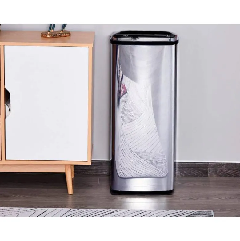 PAPELERA METALICA Q-CONNECT CON SENSOR AUTOMATICO CAPACIDAD 80 LITROS 820X270X400 MM