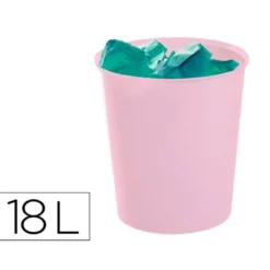 PAPELERA PLASTICO ARCHIVO 2000 ECOGREEN 100% RECICLADA 18 LITROS COLOR ROSA PASTEL