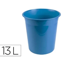 PAPELERA PLASTICO LIDERPAPEL CELESTE OPACO 13 LITROS 275X285 MM