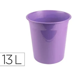 PAPELERA PLASTICO LIDERPAPEL LAVANDA OPACO 13 LITROS 275X285 MM