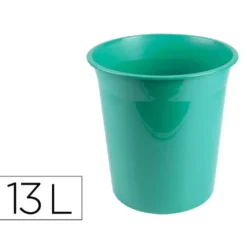 PAPELERA PLASTICO LIDERPAPEL MENTA OPACO 13 LITROS 275X285 MM