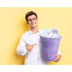 PAPELERA PLASTICO LIDERPAPEL LAVANDA TRANSLUCIDO 13 LITROS 275X285 MM