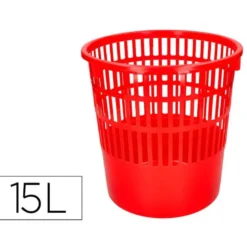 PAPELERA PLASTICO Q-CONNECT 15 LITROS COLOR ROJO 285X290 MM