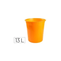 PAPELERA PLASTICO Q-CONNECT NARANJA TRANSLUCIDO 13 LITROS