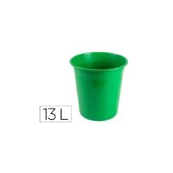 PAPELERA PLASTICO Q-CONNECT VERDE OPACO 13 LITROS