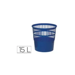 Papelera plastico rejilla azul de 15 L