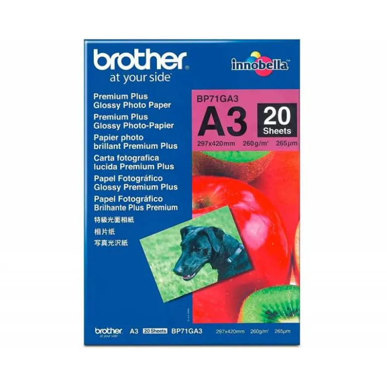 PAPEL FOTO BROTHER BRILLANTE DIN A3 260G/M2 PAQUETE 20 HOJAS
