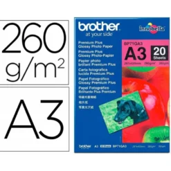 PAPEL FOTO BROTHER BRILLANTE DIN A3 260G/M2 PAQUETE 20 HOJAS