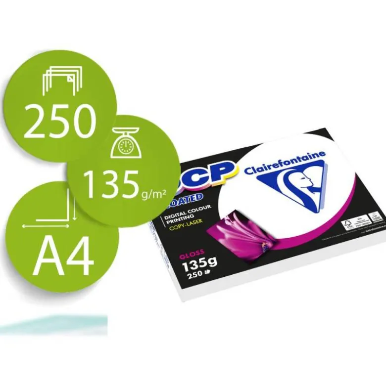 PAPEL FOTOCOPIADORA COLOR DCP COATED GLOSSY DIN A4 135 GRAMOS PAQUETE 250 HOJAS
